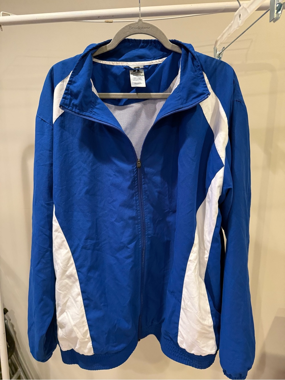 Russell Athletic Blue and White Windbreaker Jacket
